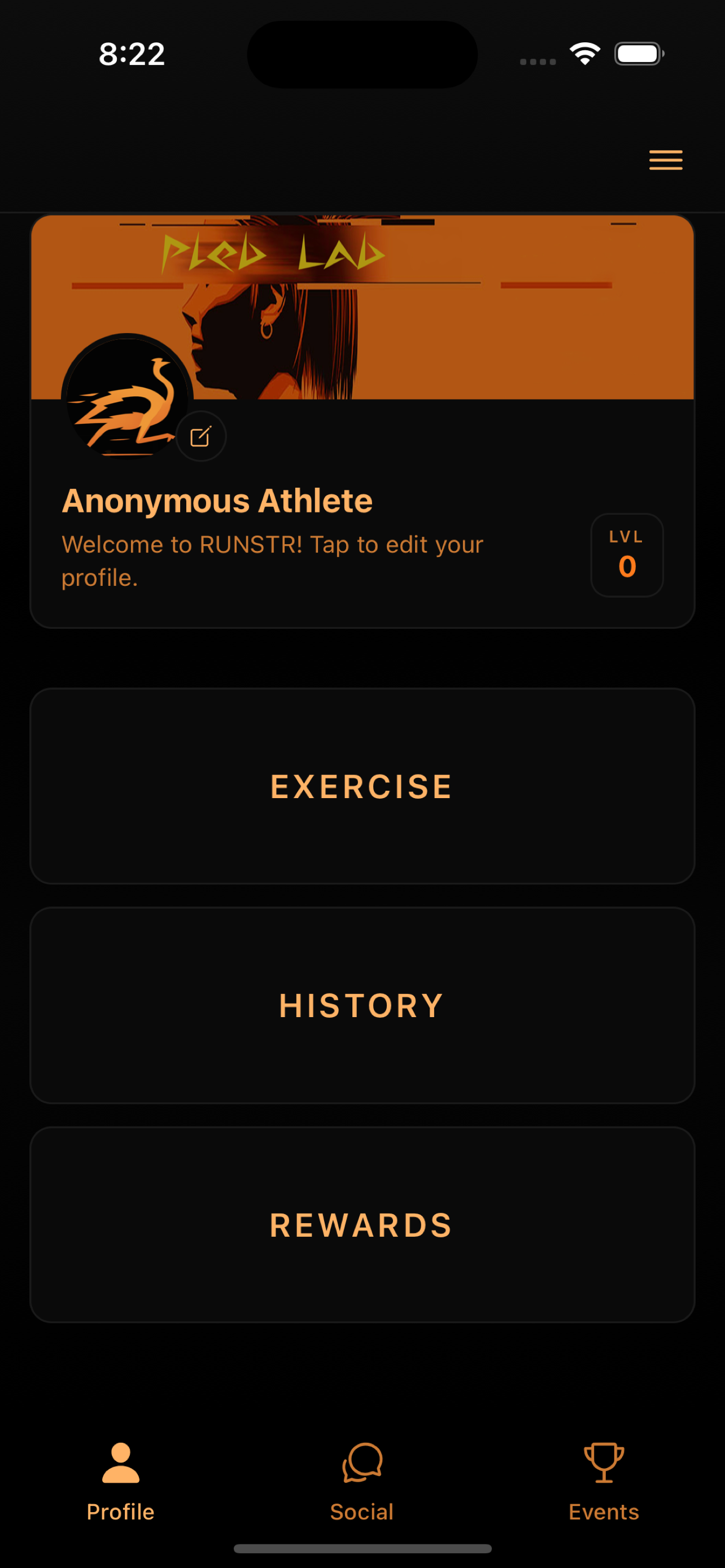 RUNSTR Profile Screen